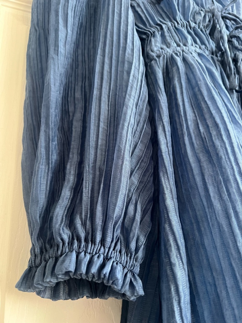 NWT Maje Dress — Riala Voile Dress in Blue, Long sleeve blue dress with skirt, S - Picture 12 of 16